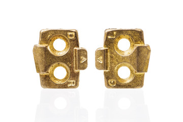 Two cleats of automatic pedals, mountain bike.