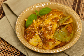 Spinach Ravioli. Selective focus.