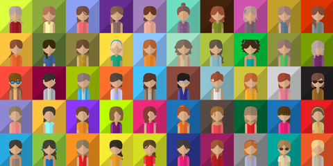 Flat Women Icons - Isolated On Background - Vector Illustration, Graphic Design Editable For Your Design