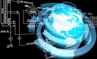 Obraz premium Creation industrial engineering computer connection technology