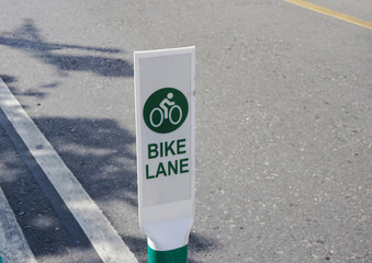 Bike lane signage on the street