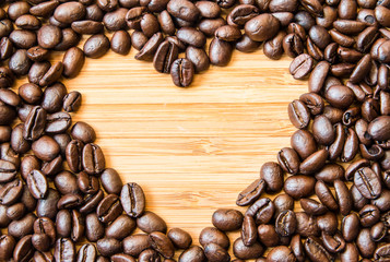 Coffee bean heart shape