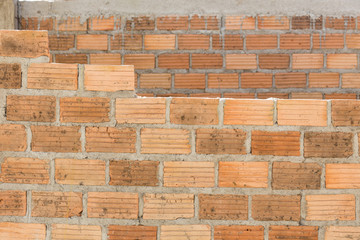 brick wall background in construction site