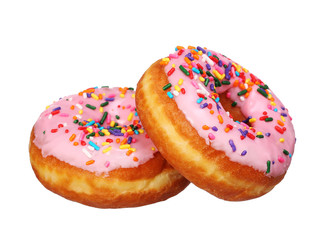 Donuts with sprinkles isolated on white background