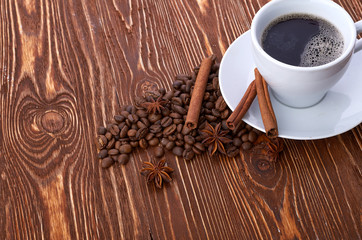 coffee cup with space on the wooden table