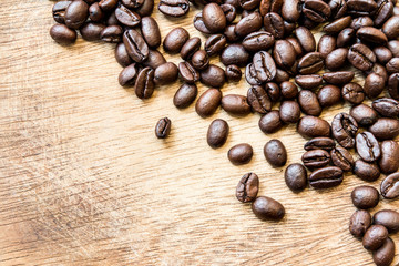 Coffee bean on the wood