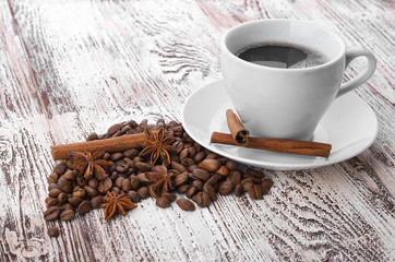 coffee cup with space on the wooden table