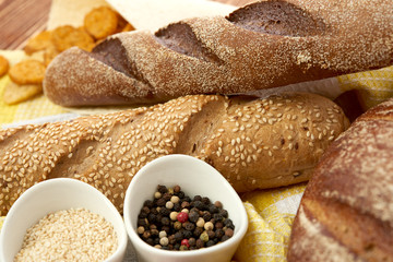 Different bread. Food background.