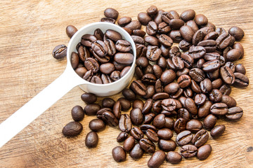Coffee bean with the white spoon