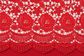 Red background of satin lace roses