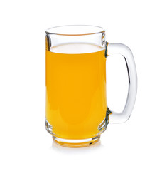Full glass of orange juice on white background