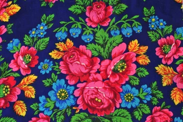 Gordijnen embroidered patterned background with large roses © valemi