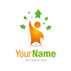 One success gold business entrepreneur star simple icon logo