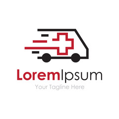 Ambulance van vehicle speeding simple business icon logo © maximillion