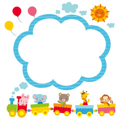 子供向けコピースペース　汽車に乗る動物たち