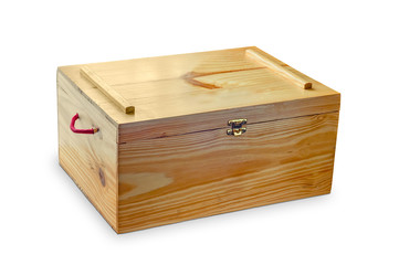 A wooden coffer isolated on a white background