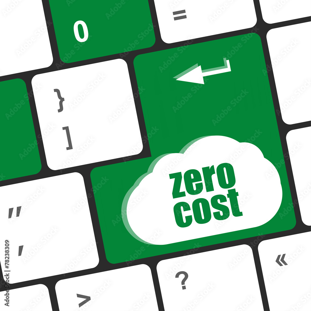 Poster zero cost button on computer keyboard key