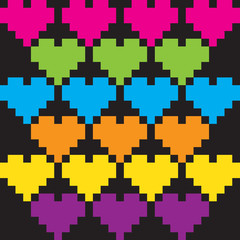 Vector Heart Pixel Icon Pattern