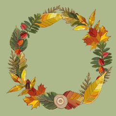 vector illustration of wreath of leaves