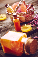 Bottles with scrub for body