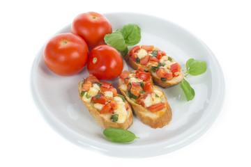 italian bruschetta with tomato and basil
