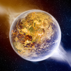 Planet explosion apocalypse