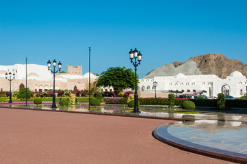 Naklejka premium Garden of Palace of Sultan Qaboos bin Said in Muscat , Oman