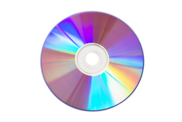 Close up of a cd or dvd, isolated on white background