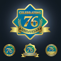 Celebrating 76 Years Anniversary - Blue seal with golden ribbon