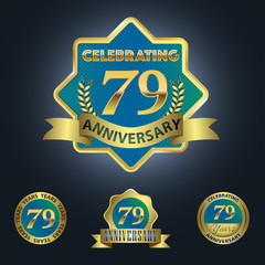 Celebrating 79 Years Anniversary - Blue seal with golden ribbon