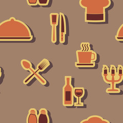 seamless background with restaurant symbols