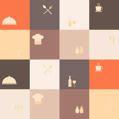 seamless background with restaurant symbols