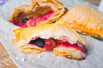 Puff with berry filling.