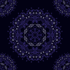 Abstract vector seamless ornamental round mandala pattern