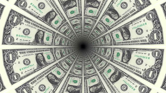 Background from  american dollar banknotes in perspective view