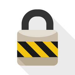 Padlock flat icon with long shadow on white background