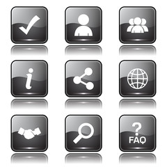Web Internet Square Vector Black Button Icon Design Set 2