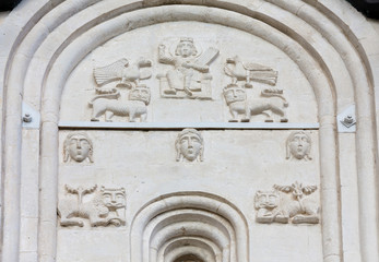 Decorations on walls of Church Intercession of Holy Virgin on Ne