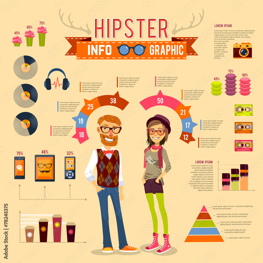 Poster hipster infographic set