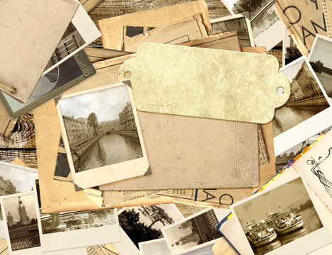 Grunge background with old photos