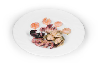 Mixed seafood plate.