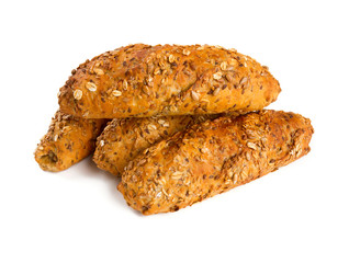 whole grain bread isolated on white