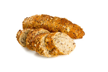 whole grain bread isolated on white