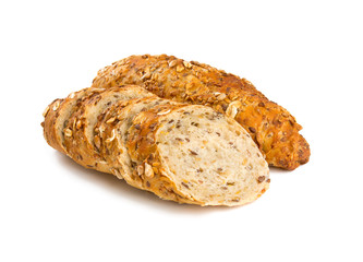 whole grain bread isolated on white