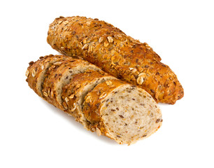 whole grain bread isolated on white