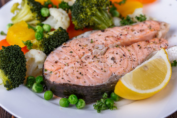 Steamed salmon