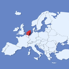 Mappa Europa 3D con indicazione Olanda