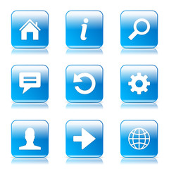 Web Internet Square Vector Blue Icon Design Set