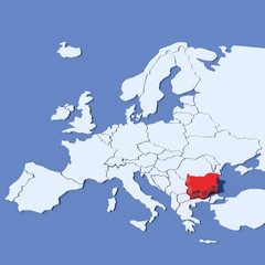 Mappa Europa 3D con indicazione Bulgaria