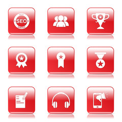 SEO Internet Sign Square Vector Red Icon Design Set 9